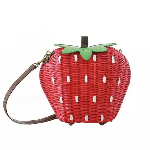 Modcloth Handbags - Woven strawberry crossbody bag wicker fruit purse